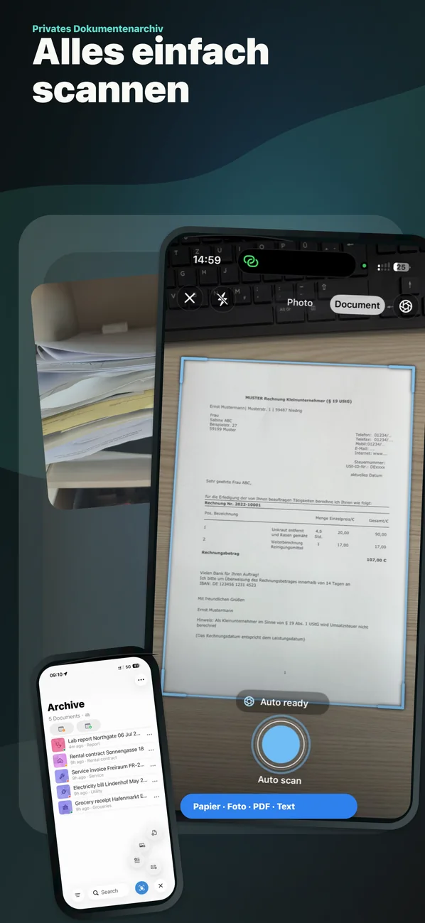 App-Store-Mockup: Alles einfach scannen.